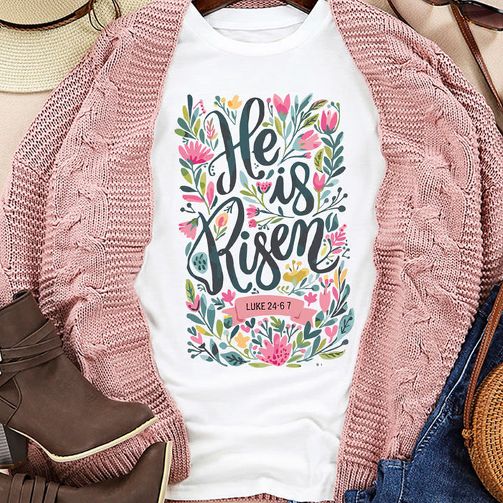 T-shirt graphique à imprimé floral Christianartworkshop « Il est ressuscité » - image 13