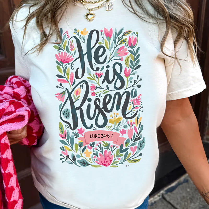 T-shirt graphique à imprimé floral Christianartworkshop « Il est ressuscité » - image 11