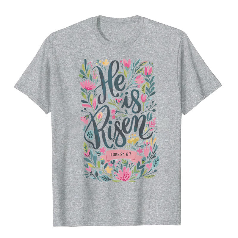 T-shirt graphique à imprimé floral Christianartworkshop « Il est ressuscité » - Gris - 2XL - image 8
