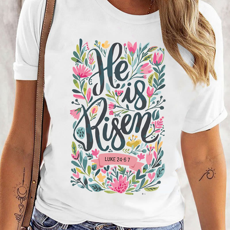 T-shirt graphique à imprimé floral Christianartworkshop « Il est ressuscité » - image 9