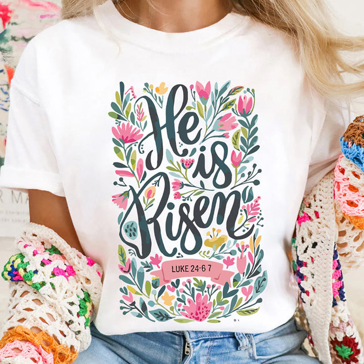 T-shirt graphique à imprimé floral Christianartworkshop « Il est ressuscité » - image 12