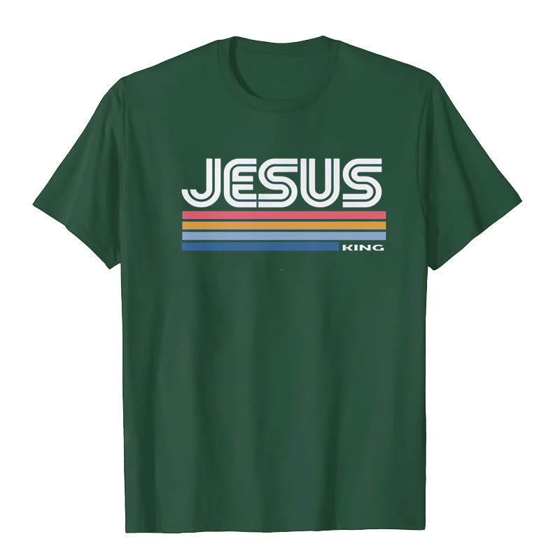 T-shirt rétro Jésus Roi Christianartworkshop - Vert foncé - 2XL - image 6