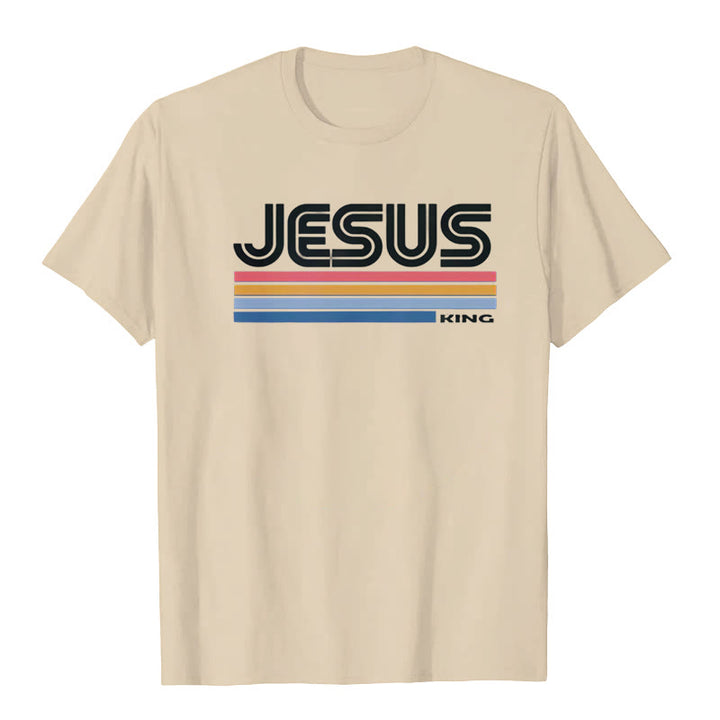 T-shirt rétro Jésus Roi Christianartworkshop - Beige - 2XL - image 2