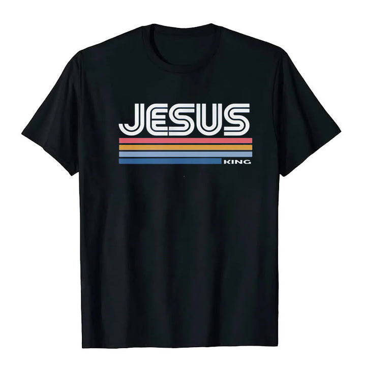 T-shirt rétro Jésus Roi Christianartworkshop - Noir - 2XL - image 1