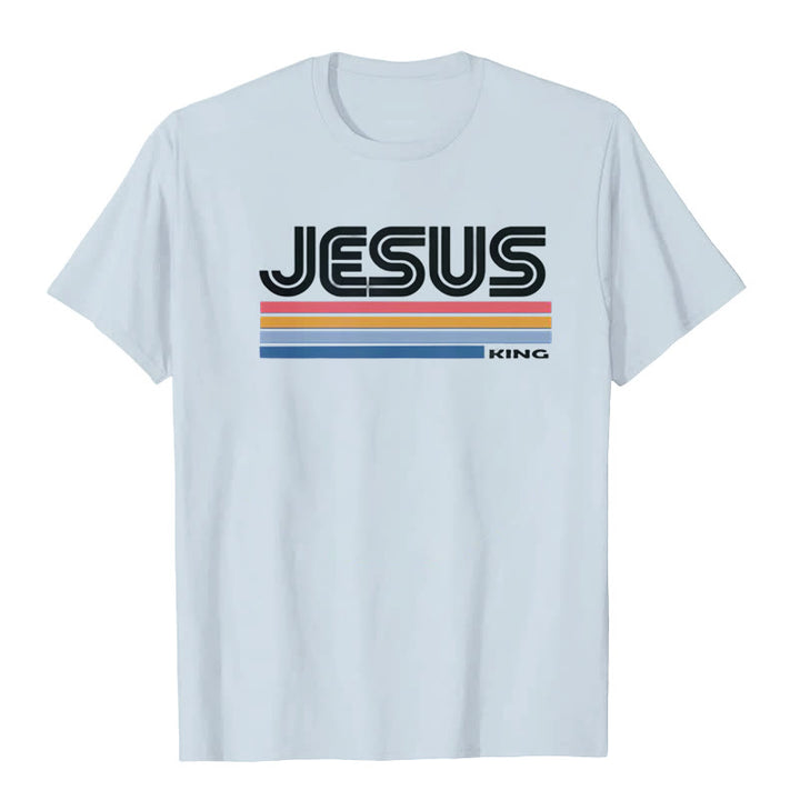 T-shirt rétro Jésus Roi Christianartworkshop - Bleu - 2XL - image 3