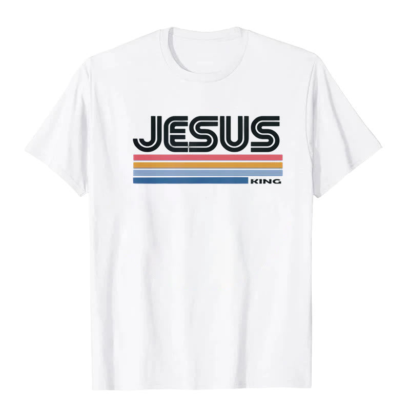 T-shirt rétro Jésus Roi Christianartworkshop - Blanc - 2XL - image 0