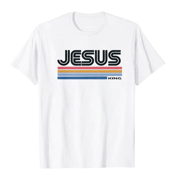 T-shirt rétro Jésus Roi Christianartworkshop - Blanc - 2XL - image 0