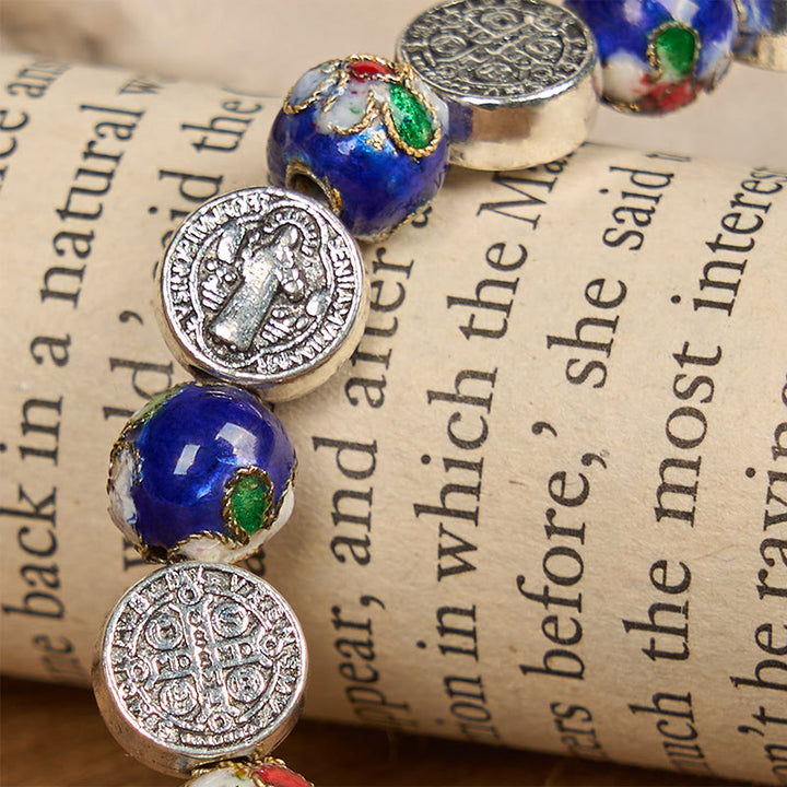 Bracelet de bénédiction divine en perles cloisonnées bleues artisanales Christianartworkshop : un symbole de foi - image 6