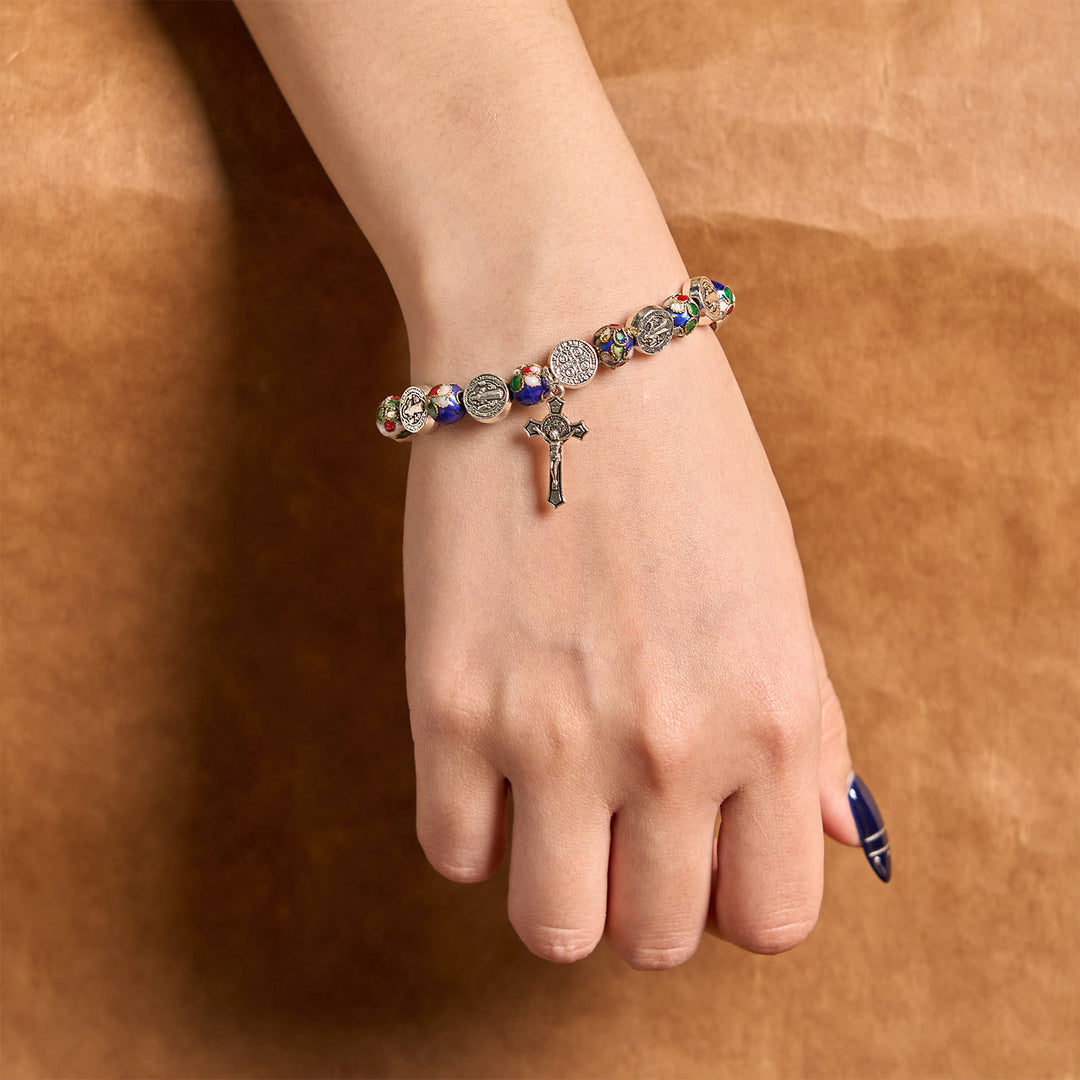 Bracelet de bénédiction divine en perles cloisonnées bleues artisanales Christianartworkshop : un symbole de foi - image 3