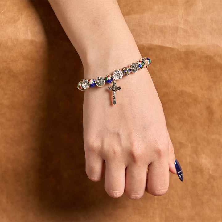 Bracelet de bénédiction divine en perles cloisonnées bleues artisanales Christianartworkshop : un symbole de foi - image 3