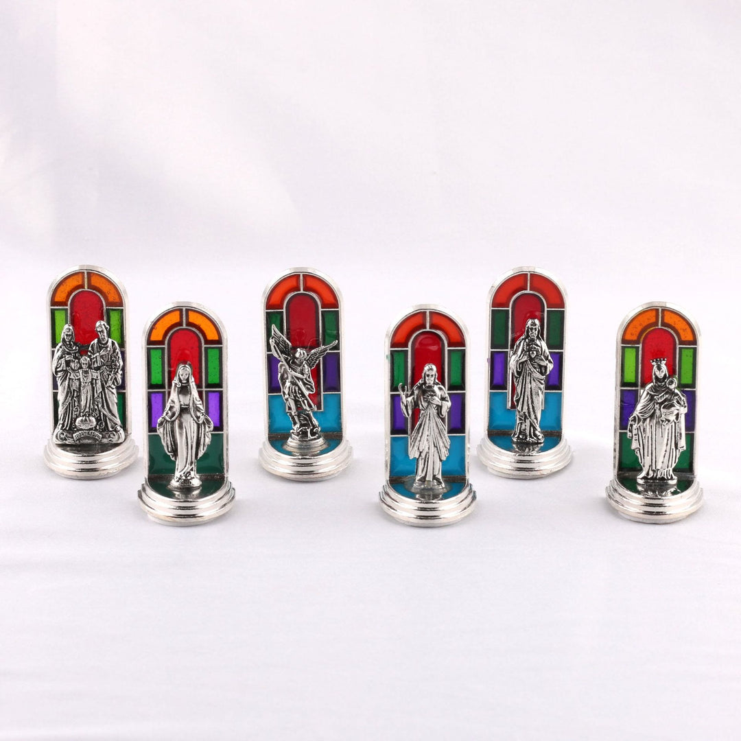 Christianartworkshop Ensemble de 6 icônes de sainte de style vitrail d'église, statue de la Grâce divine, ornement de bureau - Ensemble de 6 pièces - image 0