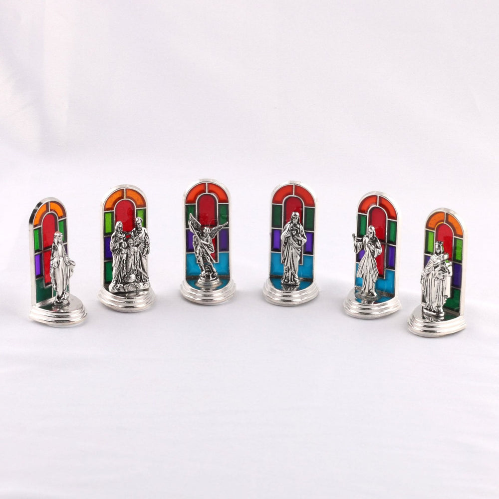 Christianartworkshop Ensemble de 6 icônes de sainte de style vitrail d'église, statue de la Grâce divine, ornement de bureau - image 1