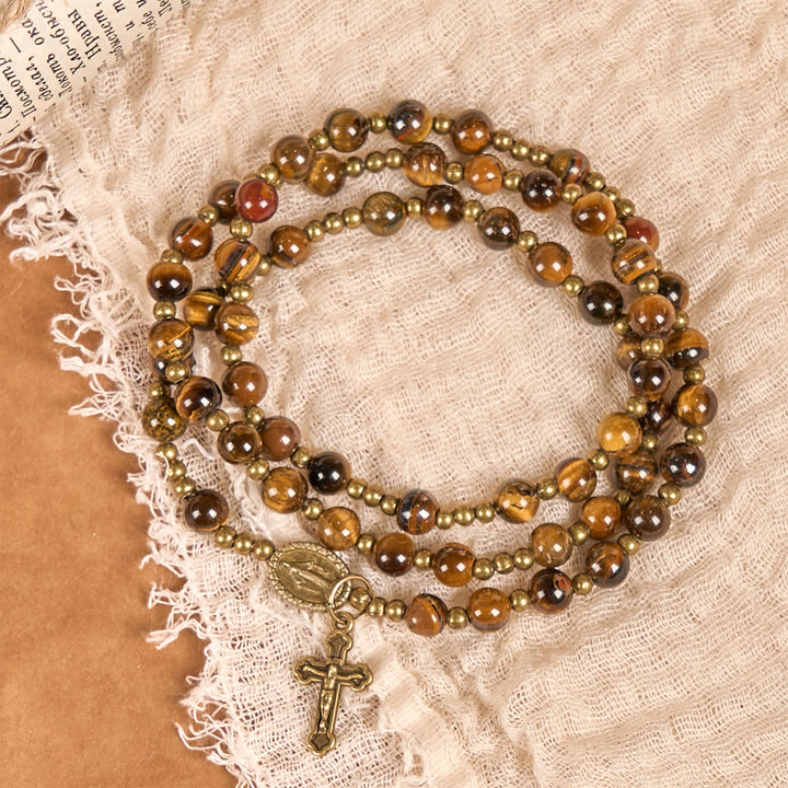 Christianartworkshop Bracelet chapelet élastique fait main en pierre œil de tigre : une pierre spirituelle à double usage - image 6