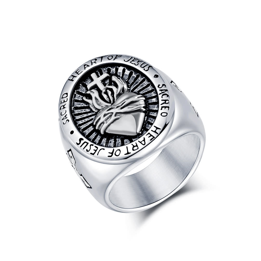 Christianartworkshop Croix du Sacré-Cœur de Jésus 3 Couleurs Bague de Bénédiction Spirituelle de la Foi - image 10