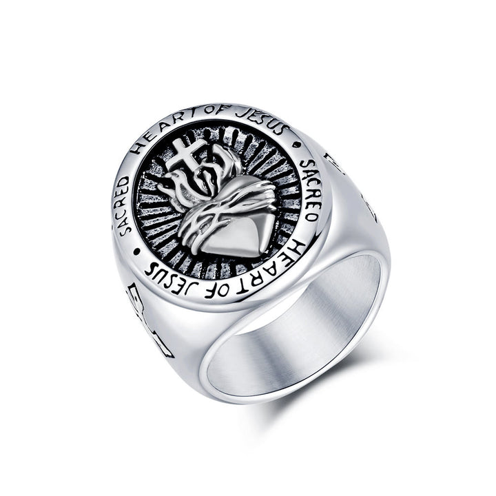 Christianartworkshop Croix du Sacré-Cœur de Jésus 3 Couleurs Bague de Bénédiction Spirituelle de la Foi - image 10