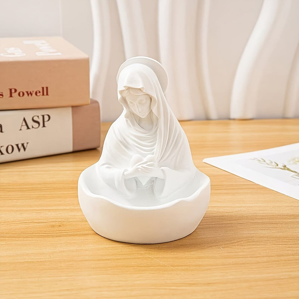 Christianartworkshop Porte-chapelet en résine blanche Notre-Dame : Porter la beauté de la foi - image 1