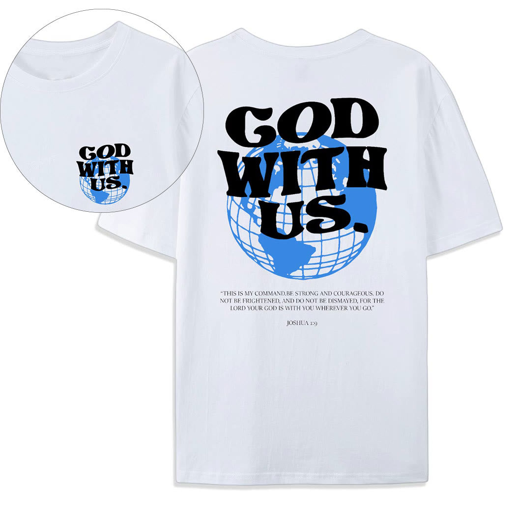 T-shirt en coton Christianartworkshop « Dieu avec nous » - Blanc - 2XL - image 0
