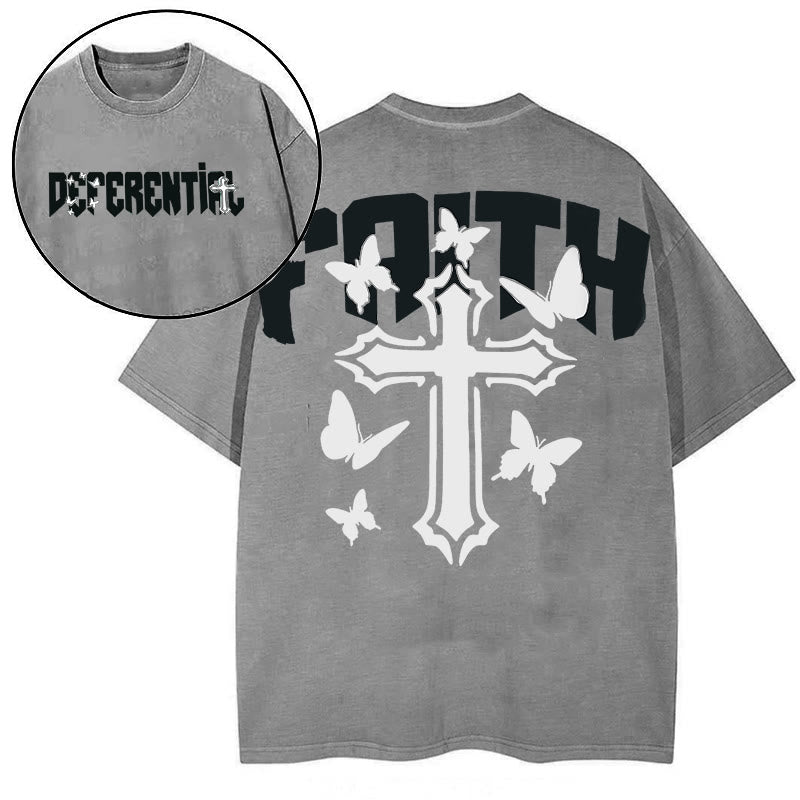 T-shirt à manches courtes « FOI » de Christianartworkshop - Gris - 2XL - image 10