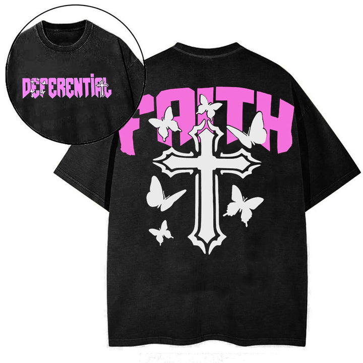 T-shirt à manches courtes « FOI » de Christianartworkshop - Noir - 2XL - image 0