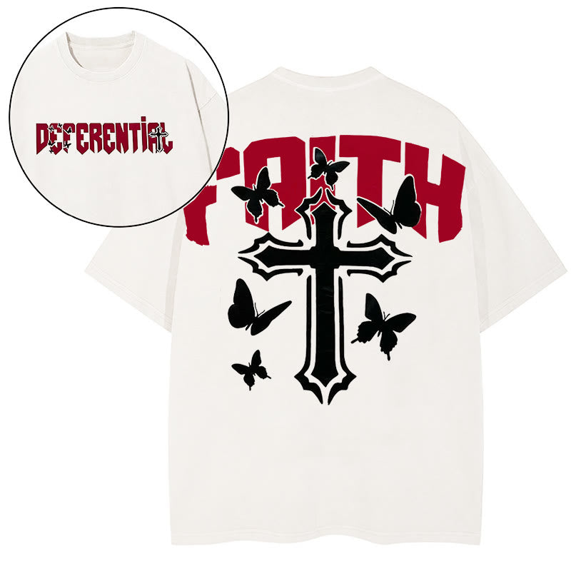 T-shirt à manches courtes « FOI » de Christianartworkshop - Blanc - 2XL - image 5