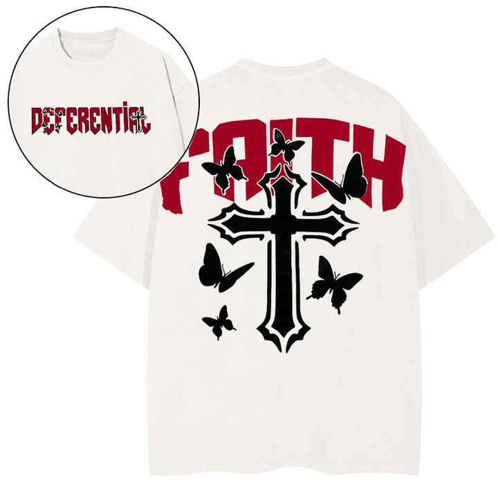 T-shirt à manches courtes « FOI » de Christianartworkshop - Blanc - 2XL - image 5