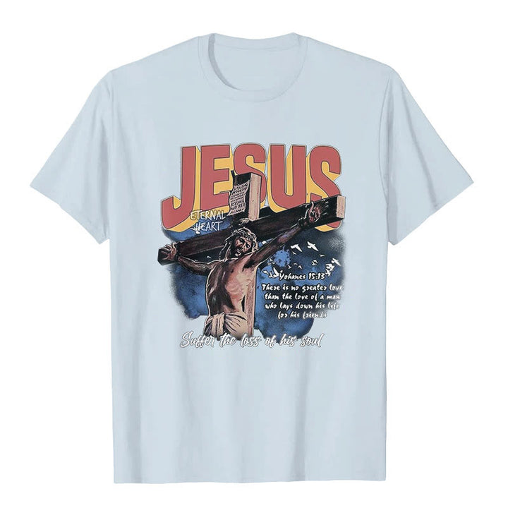 T-shirt à manches courtes Jésus de Christianartworkshop - Bleu - 2XL - image 3