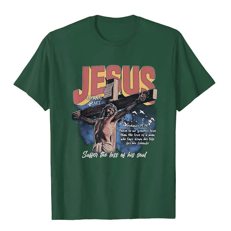 T-shirt à manches courtes Jésus de Christianartworkshop - Vert foncé - 2XL - image 6