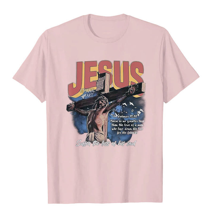 T-shirt à manches courtes Jésus de Christianartworkshop - Rose - 2XL - image 4