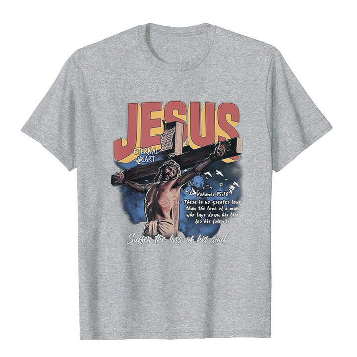 T-shirt à manches courtes Jésus de Christianartworkshop - Gris - 2XL - image 8