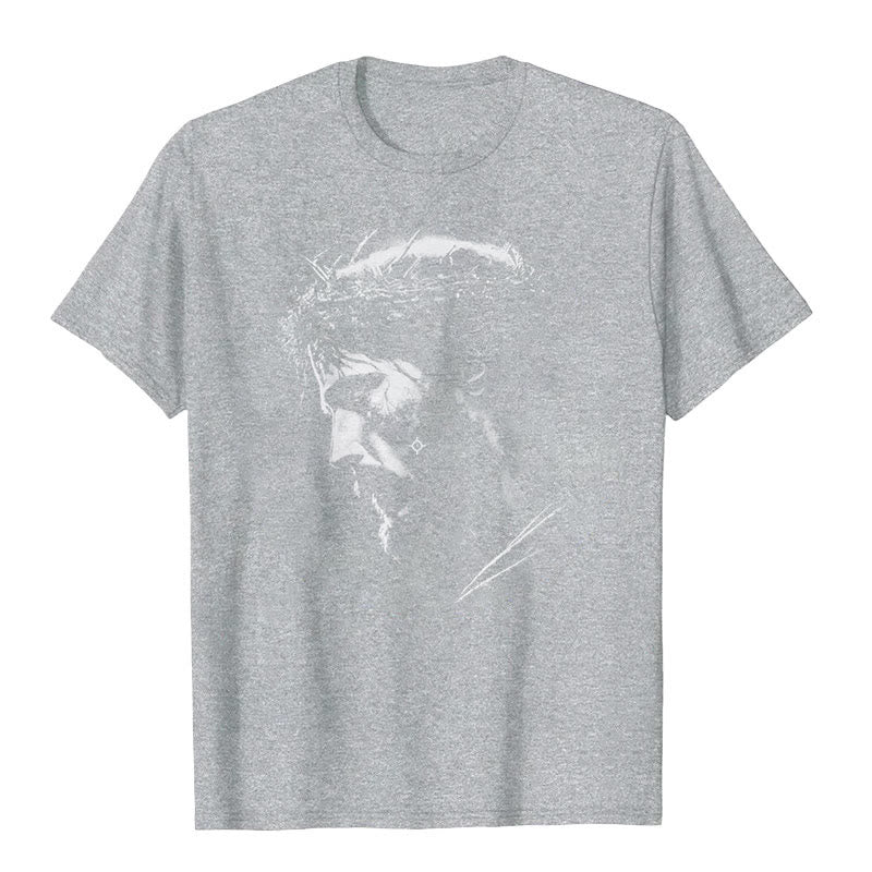 T-shirt Christianartworkshop Jésus Couronne d'épines - Gris - 2XL - image 2