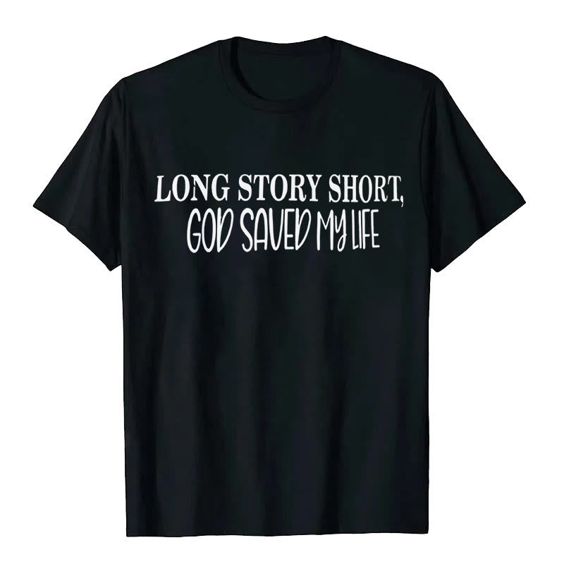 T-shirt Christianartworkshop « Pour faire court, Dieu m'a sauvé la vie » - Noir - 2XL - image 1