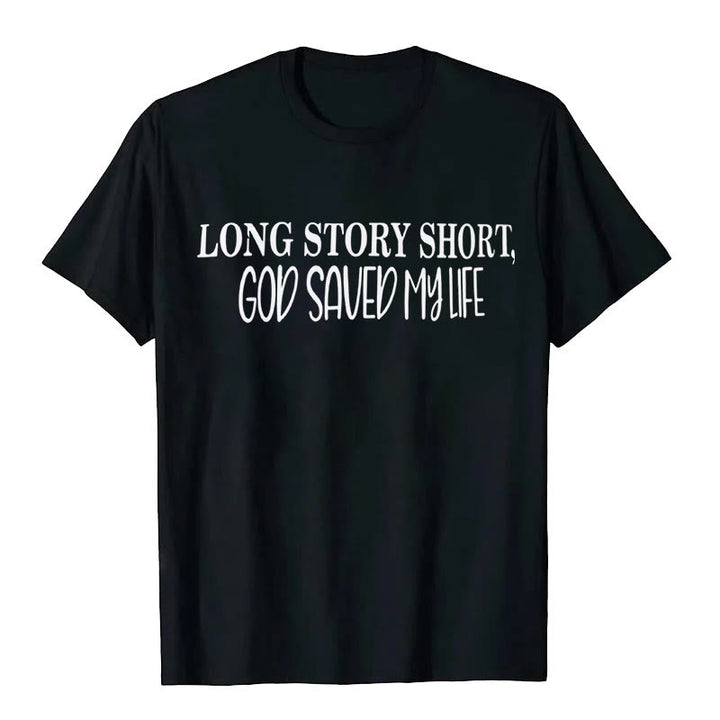T-shirt Christianartworkshop « Pour faire court, Dieu m'a sauvé la vie » - Noir - 2XL - image 1