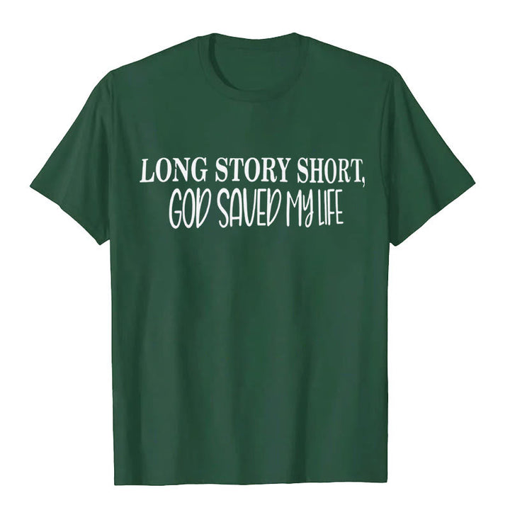 T-shirt Christianartworkshop « Pour faire court, Dieu m'a sauvé la vie » - Vert foncé - 2XL - image 6