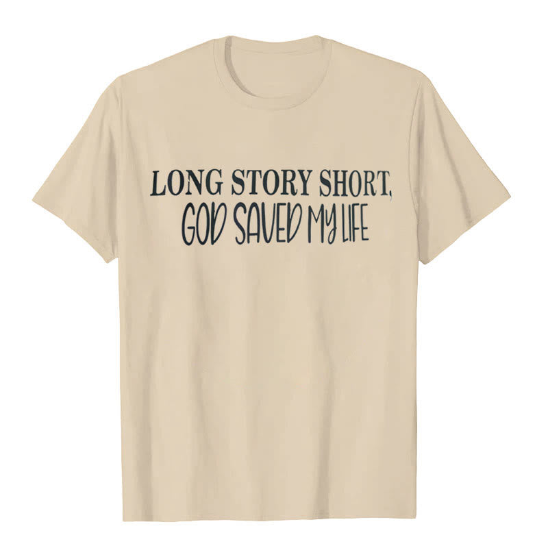 T-shirt Christianartworkshop « Pour faire court, Dieu m'a sauvé la vie » - Beige - 2XL - image 2