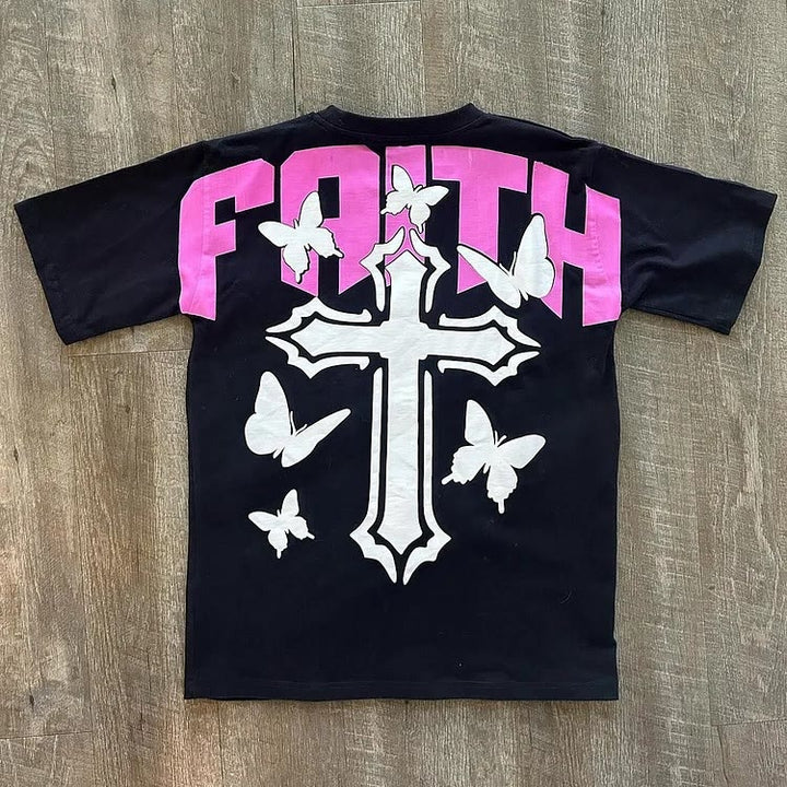 T-shirt à manches courtes « FOI » de Christianartworkshop - image 2