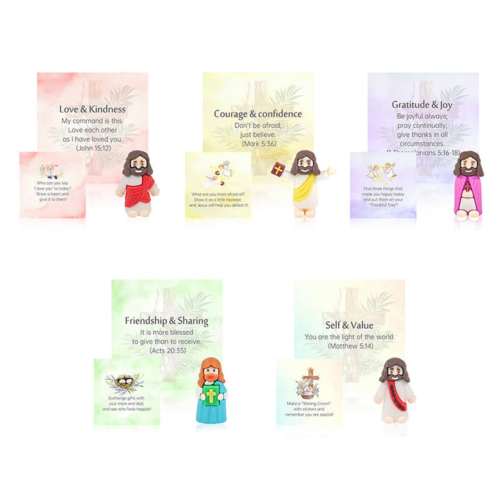 Christianartworkshop Cartes de versets bibliques (5/10/20/30 cartes) avec mini-figurines de Jésus et questions interactives : Inspirer et éduquer - 30 pièces/ensemble - image 0