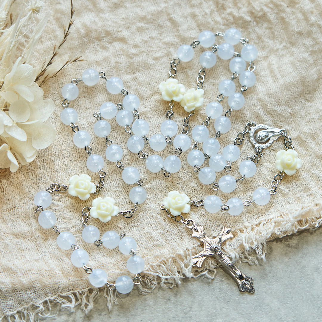Christianartworkshop Chapelet de la Grâce Divine avec perles lumineuses et rose phosphorescente - image 6