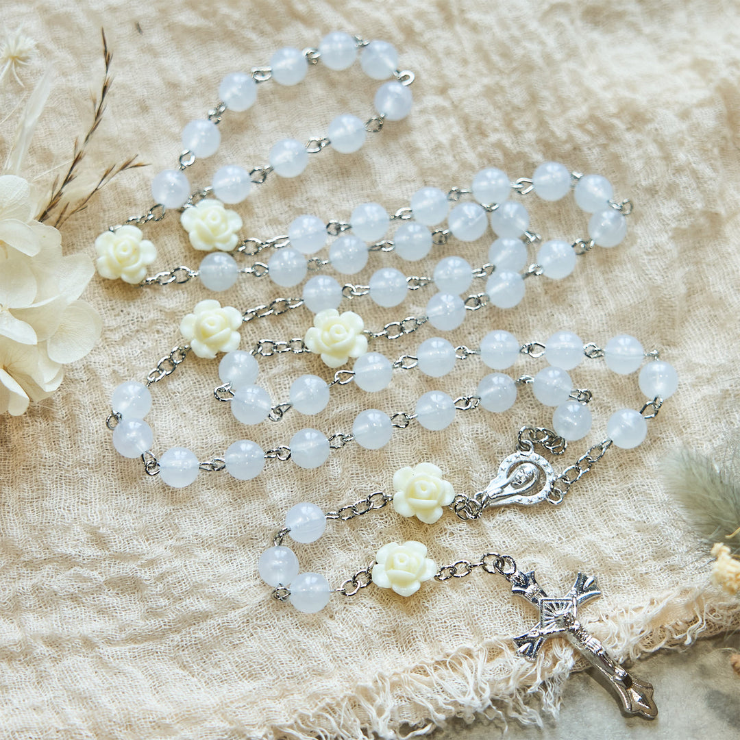 Christianartworkshop Chapelet de la Grâce Divine avec perles lumineuses et rose phosphorescente - image 3