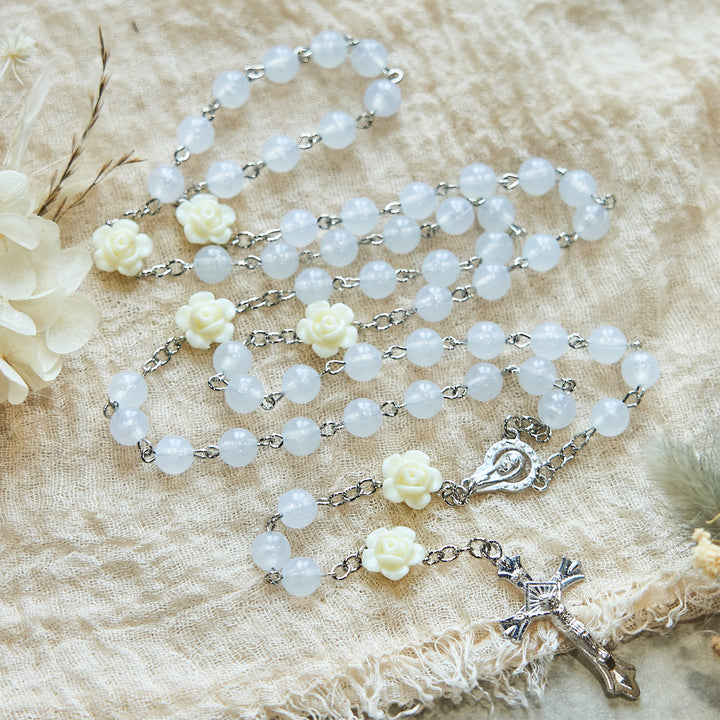 Christianartworkshop Chapelet de la Grâce Divine avec perles lumineuses et rose phosphorescente - image 3