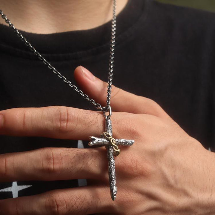 Collier Croix d'épines en argent sterling 925 de Christianartworkshop : un symbole de foi - image 1