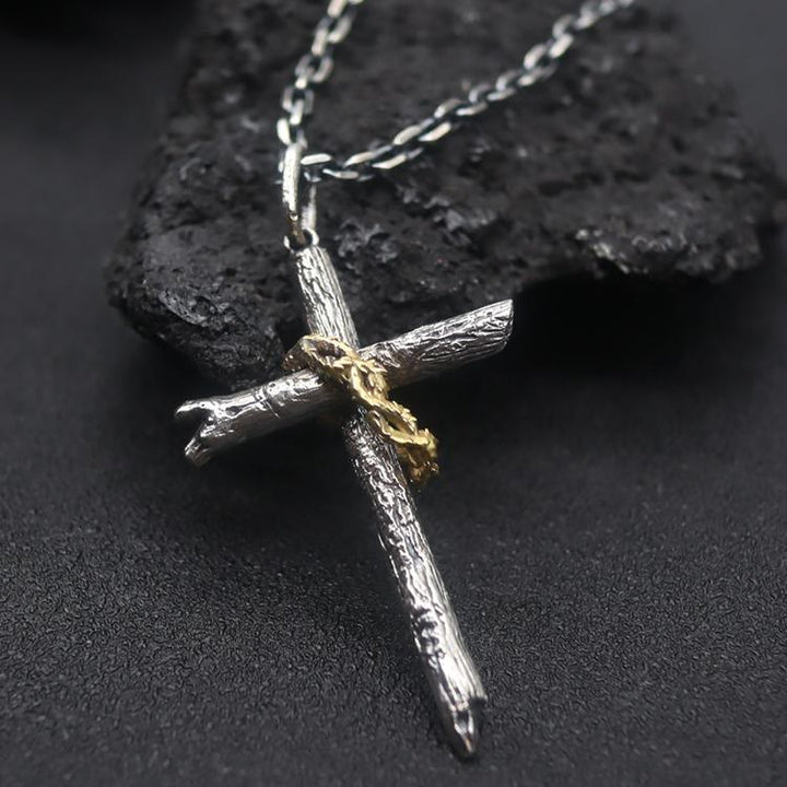Collier Croix d'épines en argent sterling 925 de Christianartworkshop : un symbole de foi - Argent sterling 925 - image 0