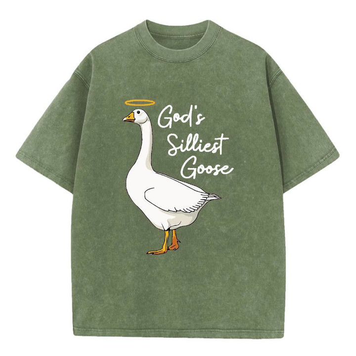T-shirt délavé à l'oie le plus ridicule de Dieu, atelier d'art chrétien - Vert armée - 5XL - image 7