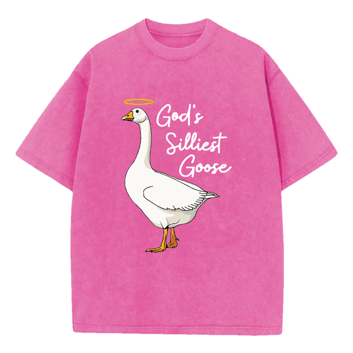 T-shirt délavé à l'oie le plus ridicule de Dieu, atelier d'art chrétien - Rose vif - 5XL - image 1