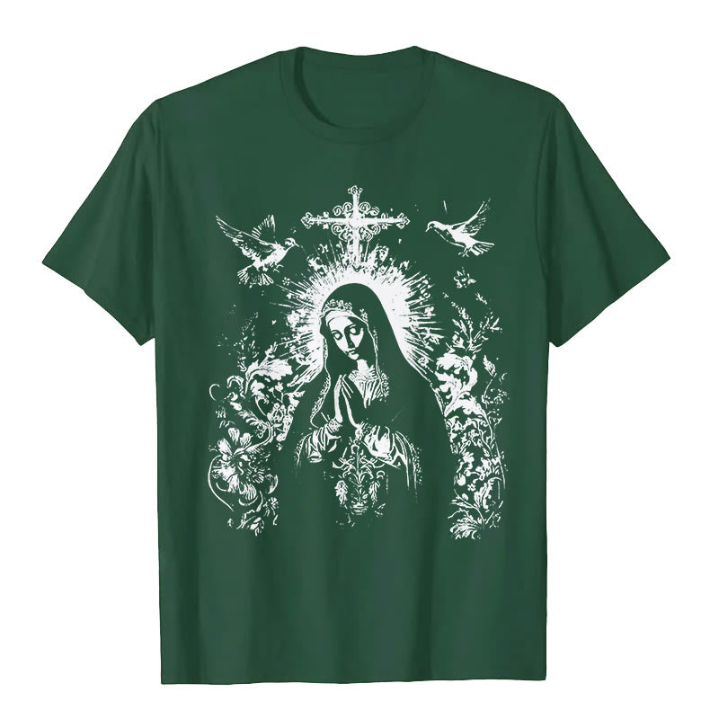 T-shirt vintage Christianartworkshop Marie en prière - Vert foncé - 2XL - image 1