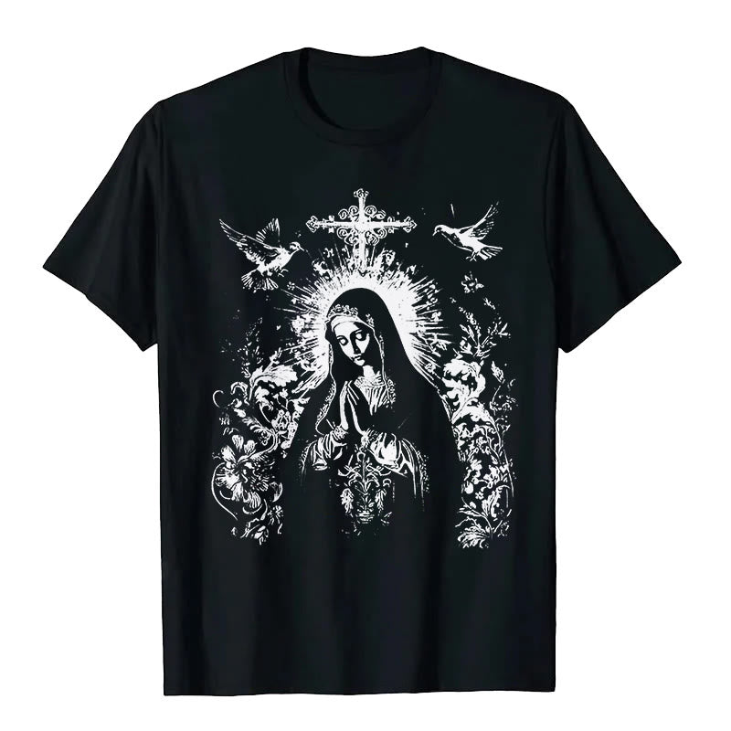 T-shirt vintage Christianartworkshop Marie en prière - Noir - 2XL - image 0