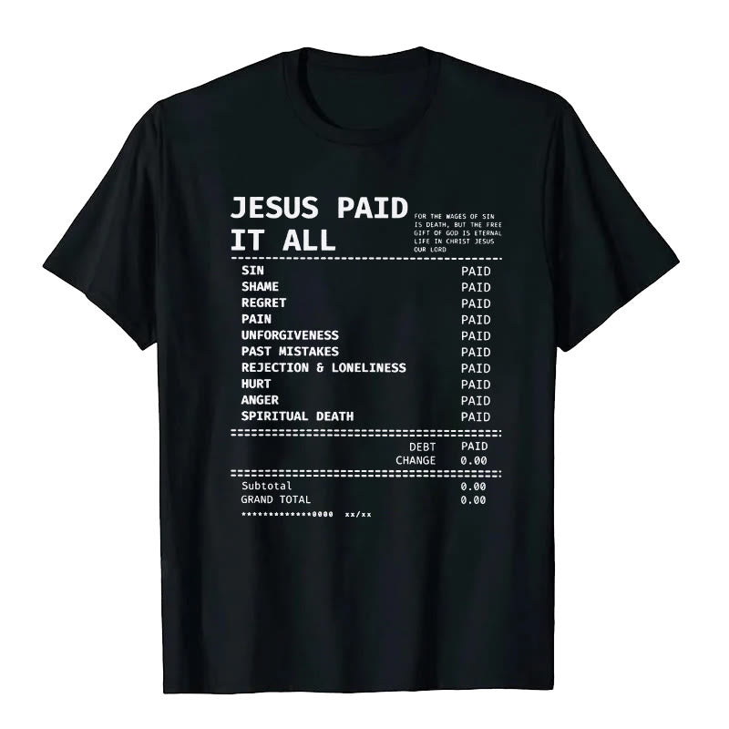 T-shirt Christianartworkshop « Jésus a tout payé » - Noir - 2XL - image 2