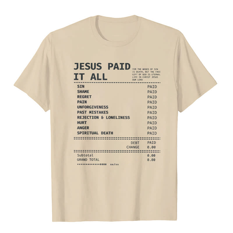 T-shirt Christianartworkshop « Jésus a tout payé » - Beige - 2XL - image 4