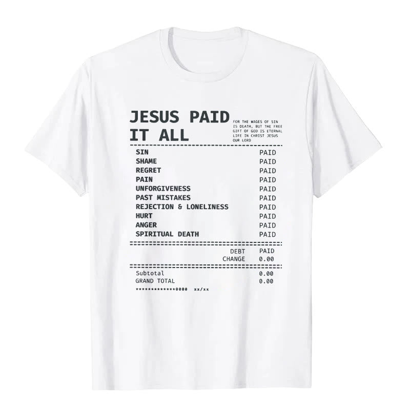 T-shirt Christianartworkshop « Jésus a tout payé » - Blanc - 2XL - image 0