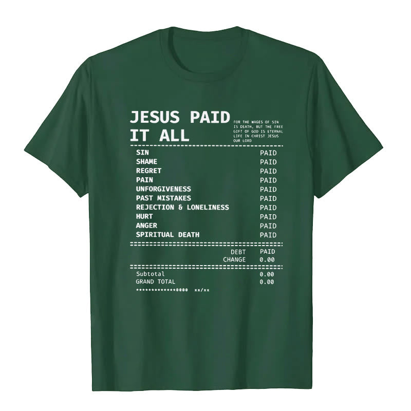 T-shirt Christianartworkshop « Jésus a tout payé » - Vert foncé - 2XL - image 9