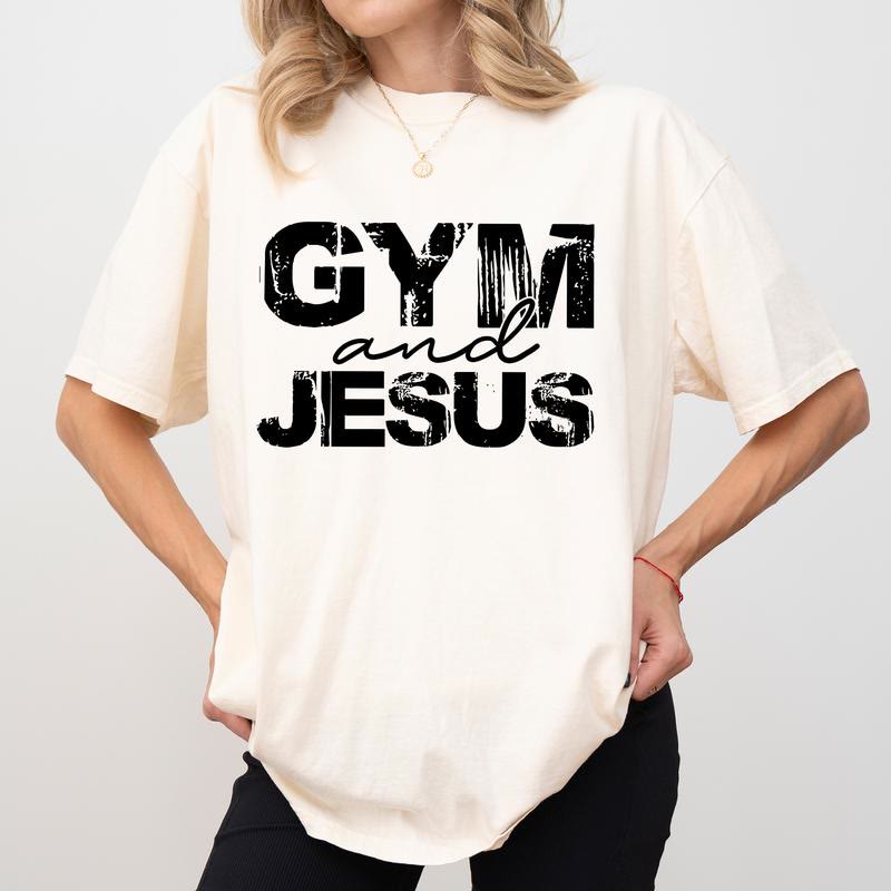 T-shirt Christianartworkshop Gym et Jésus - Beige - 2XL - image 0